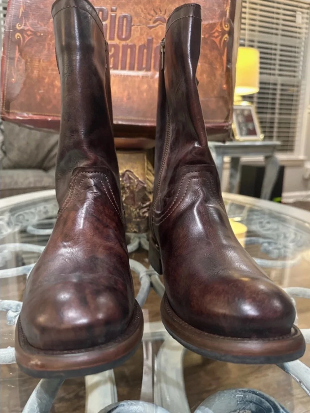 New Rio Grande Ronaldo MR-08 men's leather boots, brown, size 9– Original box
